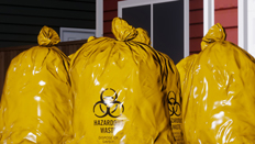 Five hazardous material bags.