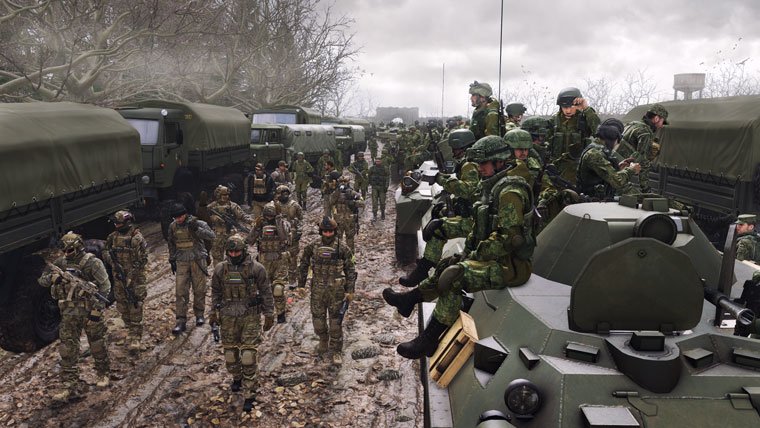 Russian forces on the move on the Russia-Estonian border. (BBN Global)
