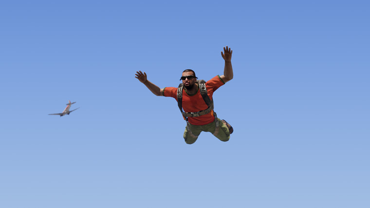 Man parachuting out of plane over Tanoa.